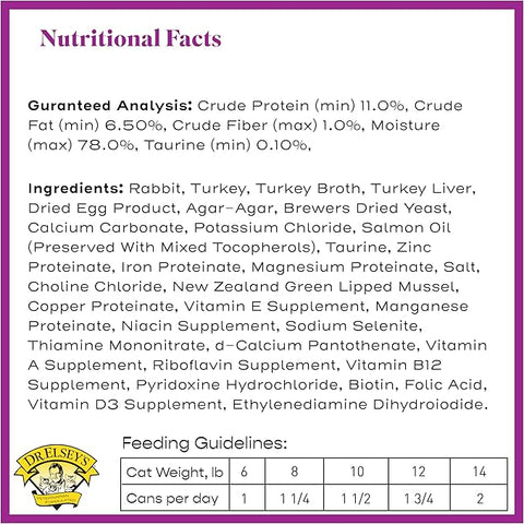 Dr. Elsey's cleanprotein Original Rabbit & Turkey Recipe Wet Cat Food, 5.3oz Cans (Pack of 24)